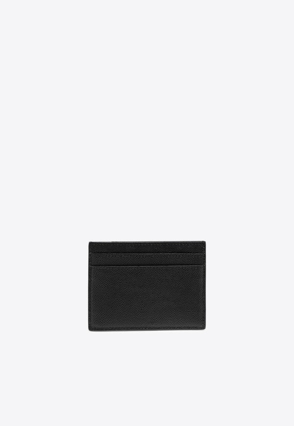 Embossed Logo Grained Leather Cardholder