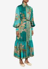 Franca Printed Silk Maxi Shirt Dress