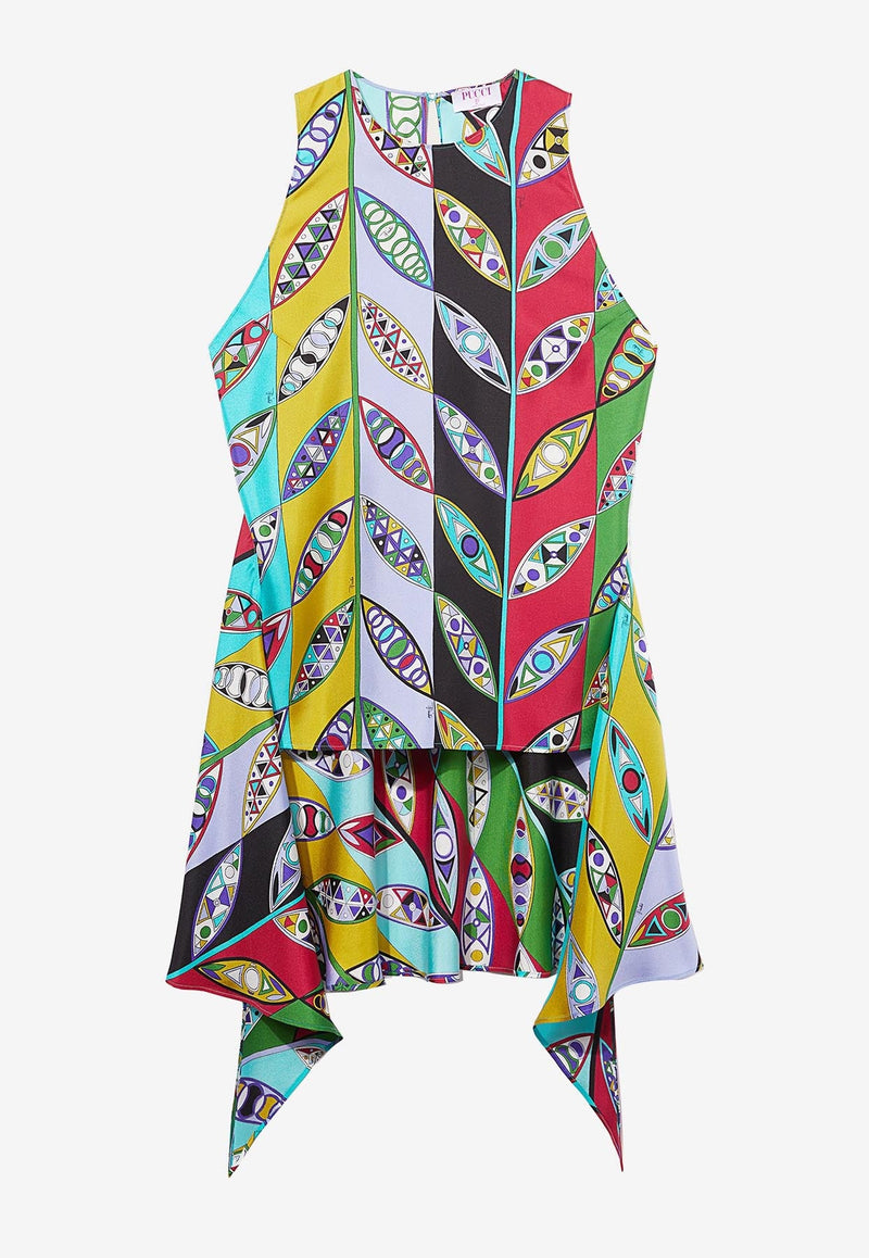 Girandole-Print Sleeveless Silk Top