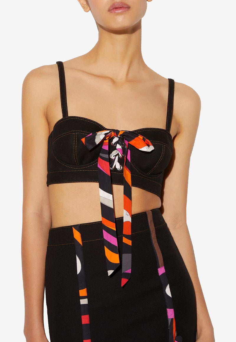 Marmo-Print Bustier Sleeveless Top