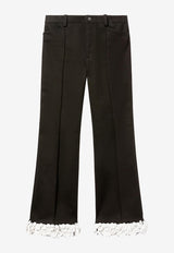 Sequined-Hem Tailored Pants