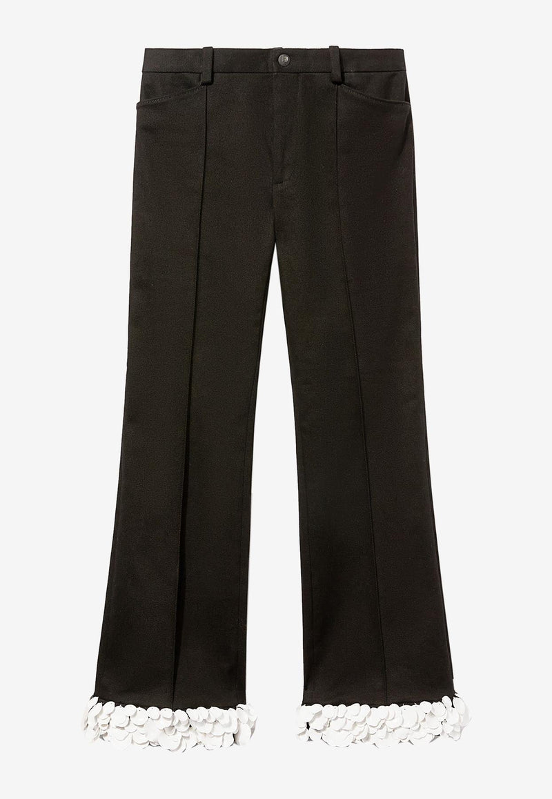 Sequined-Hem Tailored Pants