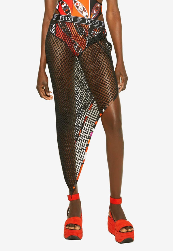 Asymmetric Midi Mesh Skirt