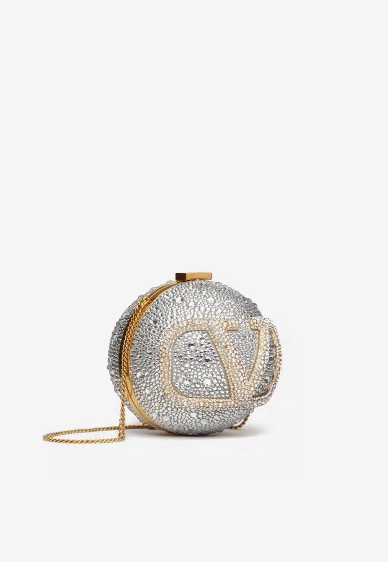 VLogo Spherical Crystal Minaudière Clutch