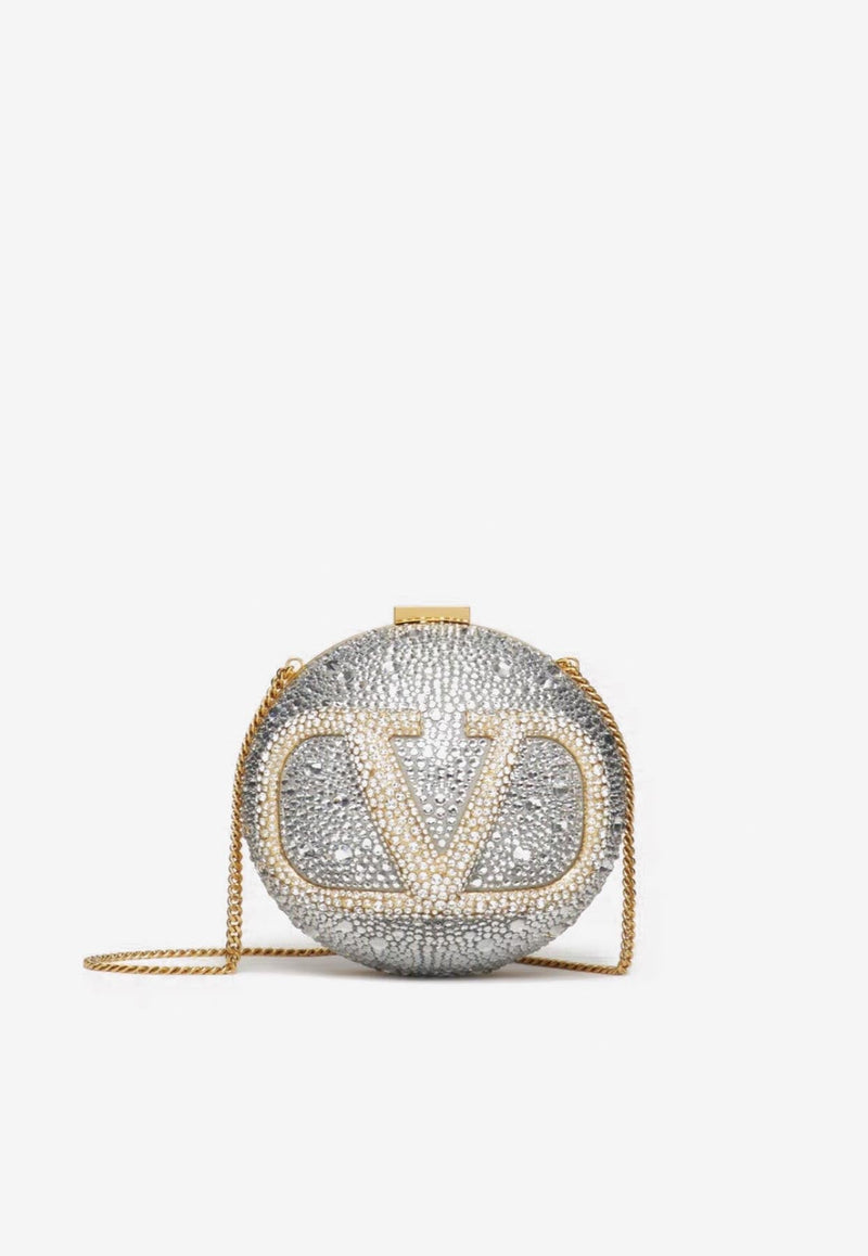 VLogo Spherical Crystal Minaudière Clutch