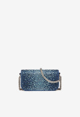 Small Locò Denim Shoulder Bag with Rhinestone Embellishments