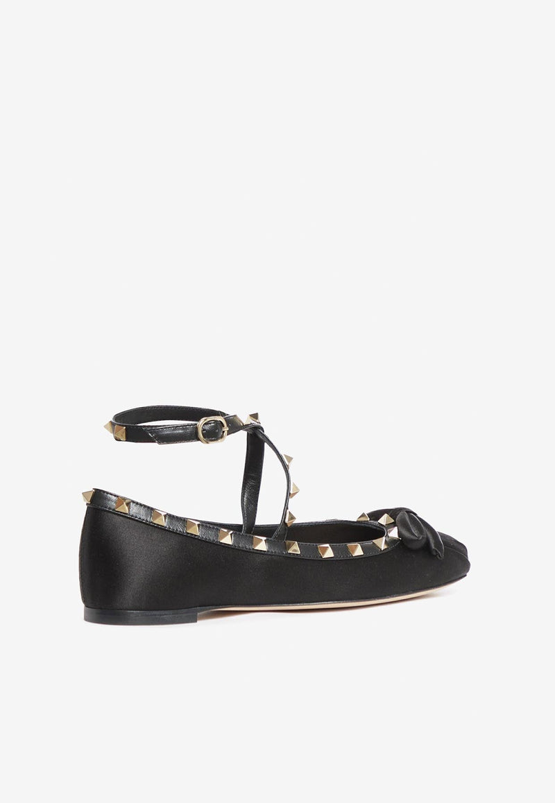 Rockstud Satin Ballet Flats