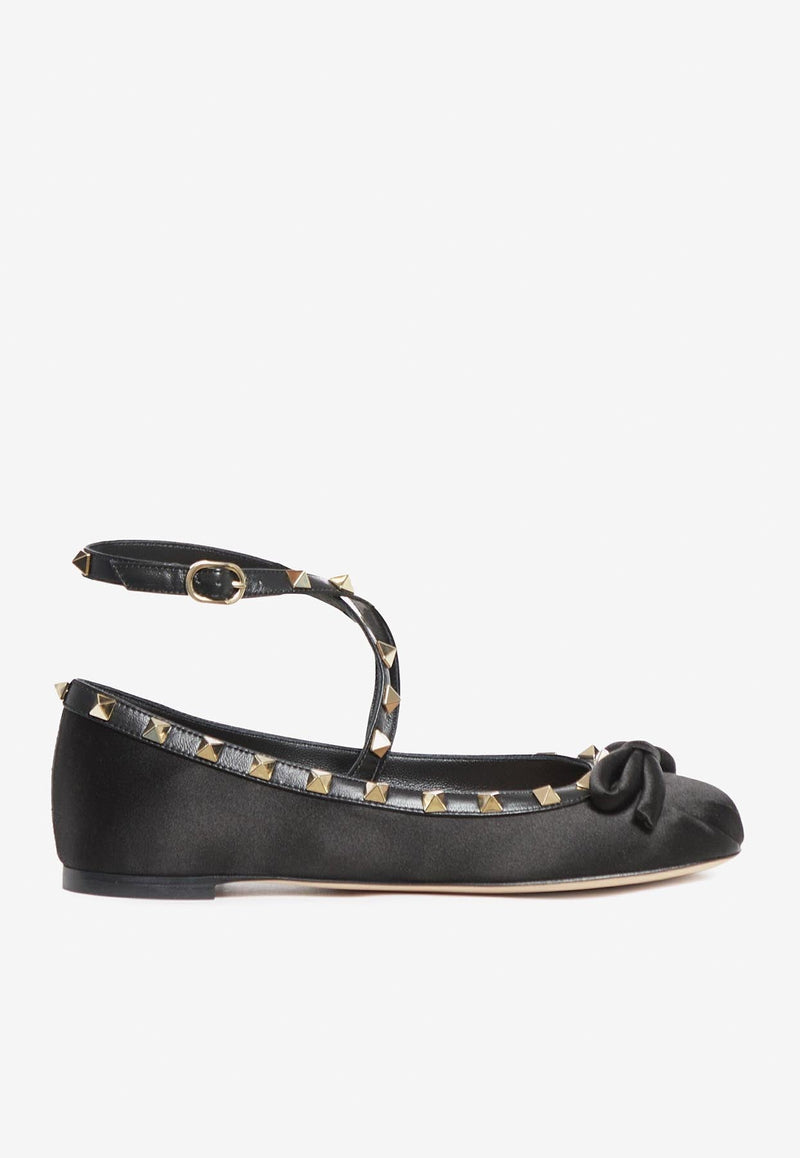 Rockstud Satin Ballet Flats