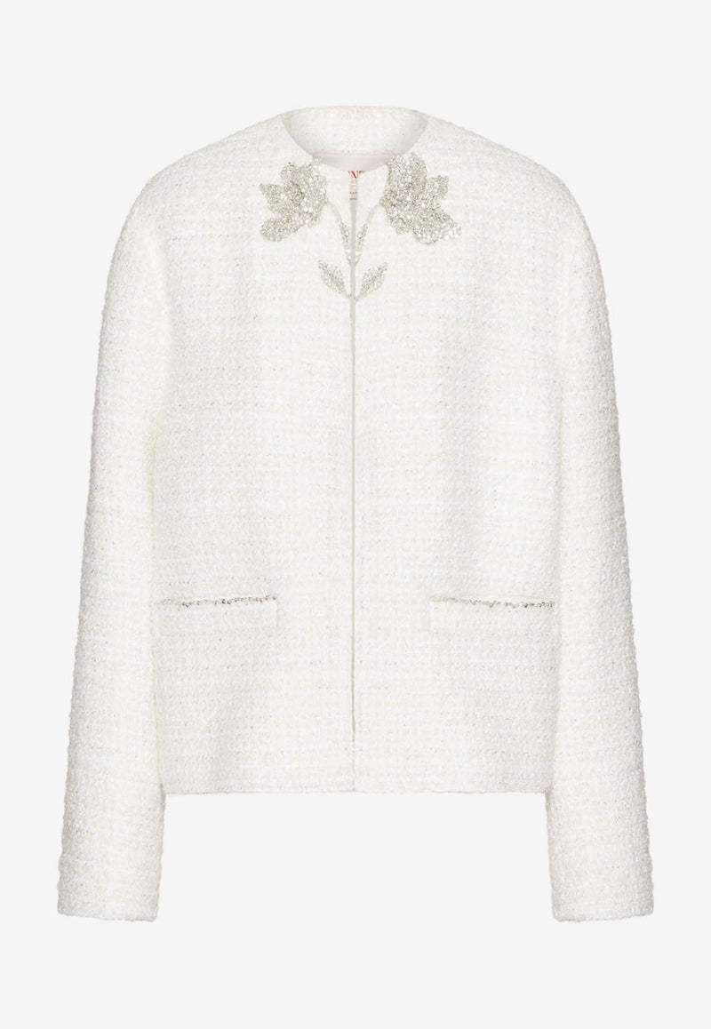 Floral Embroidered Glaze Tweed Jacket