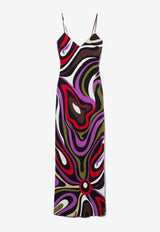 Marmo Print Maxi Silk Dress