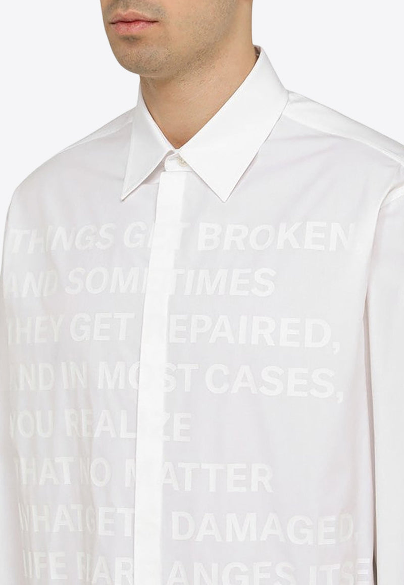 Text Print Long-Sleeved Shirt