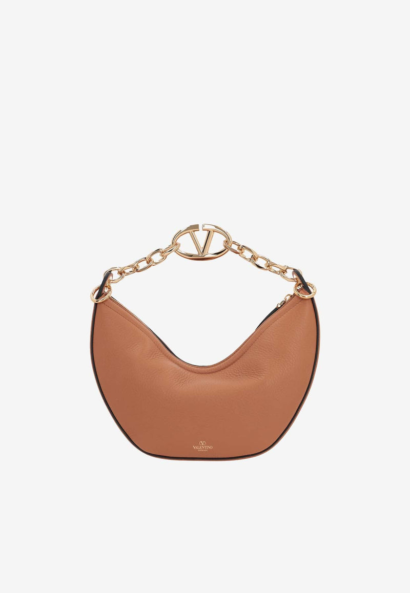 Small VLogo Moon Shoulder Bag in Calf Leather