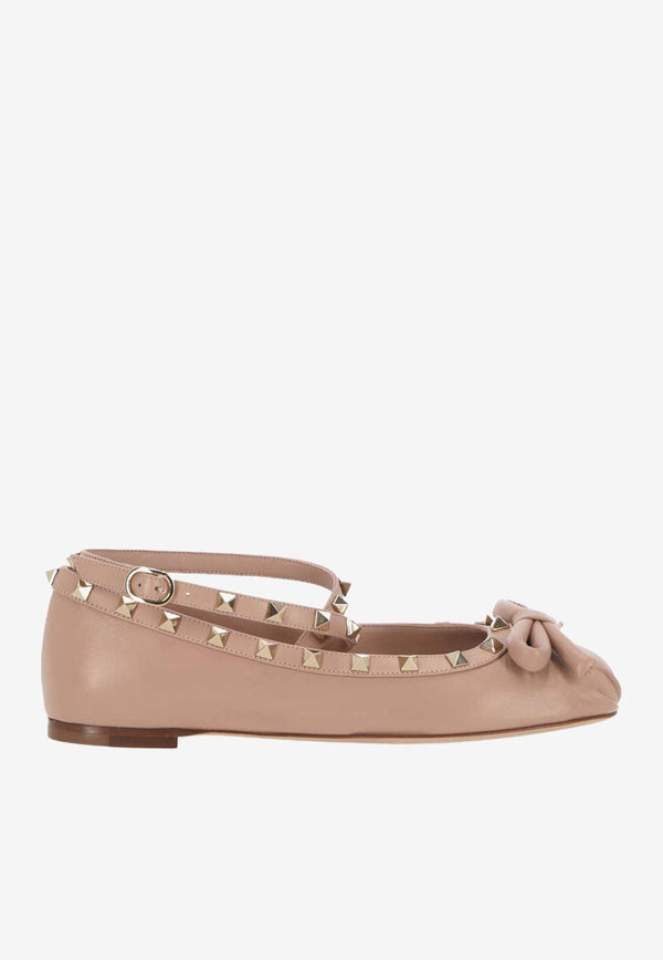 Rockstud Calf Leather Ballet Flats