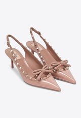 60 Rockstud Bow Slingback Pumps