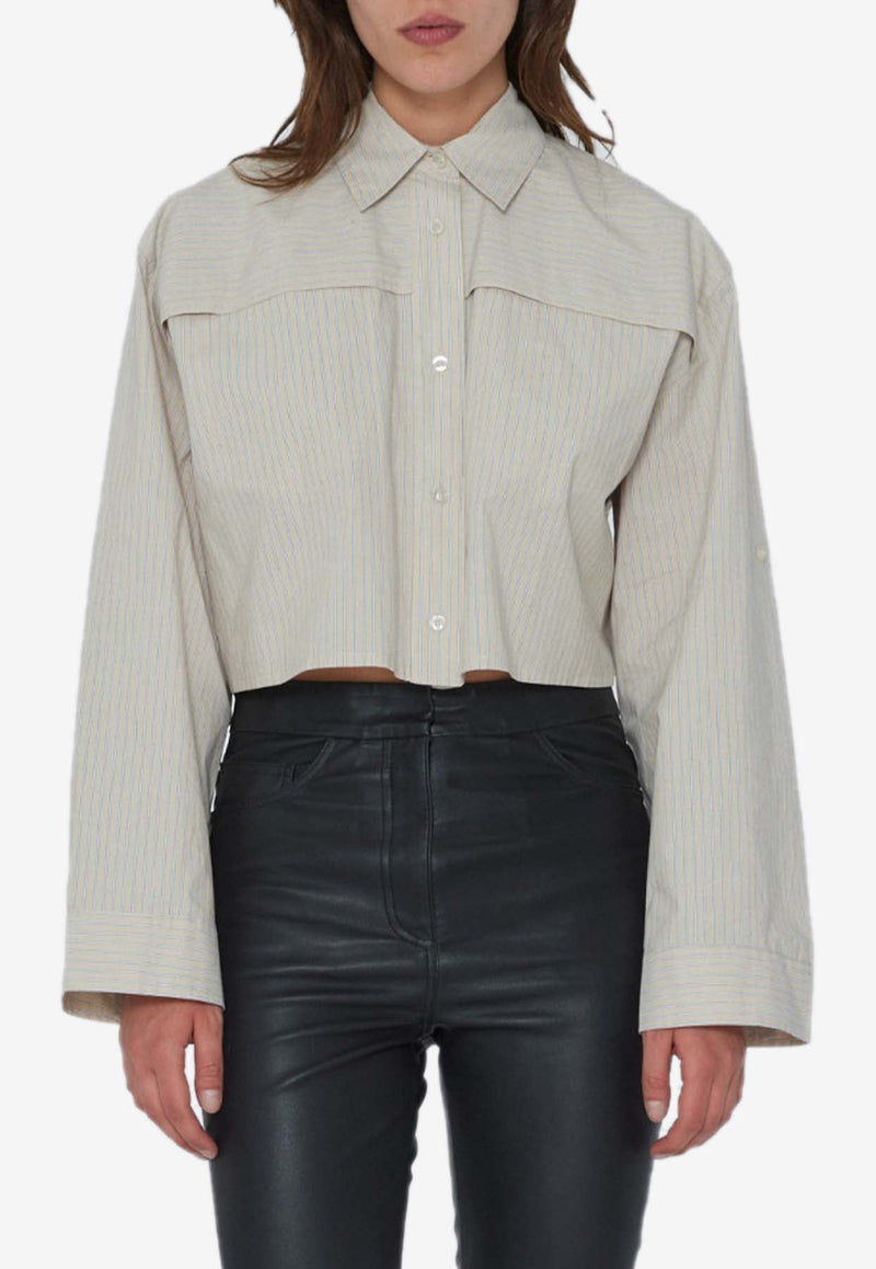 Poplin Cropped Striped Shirt