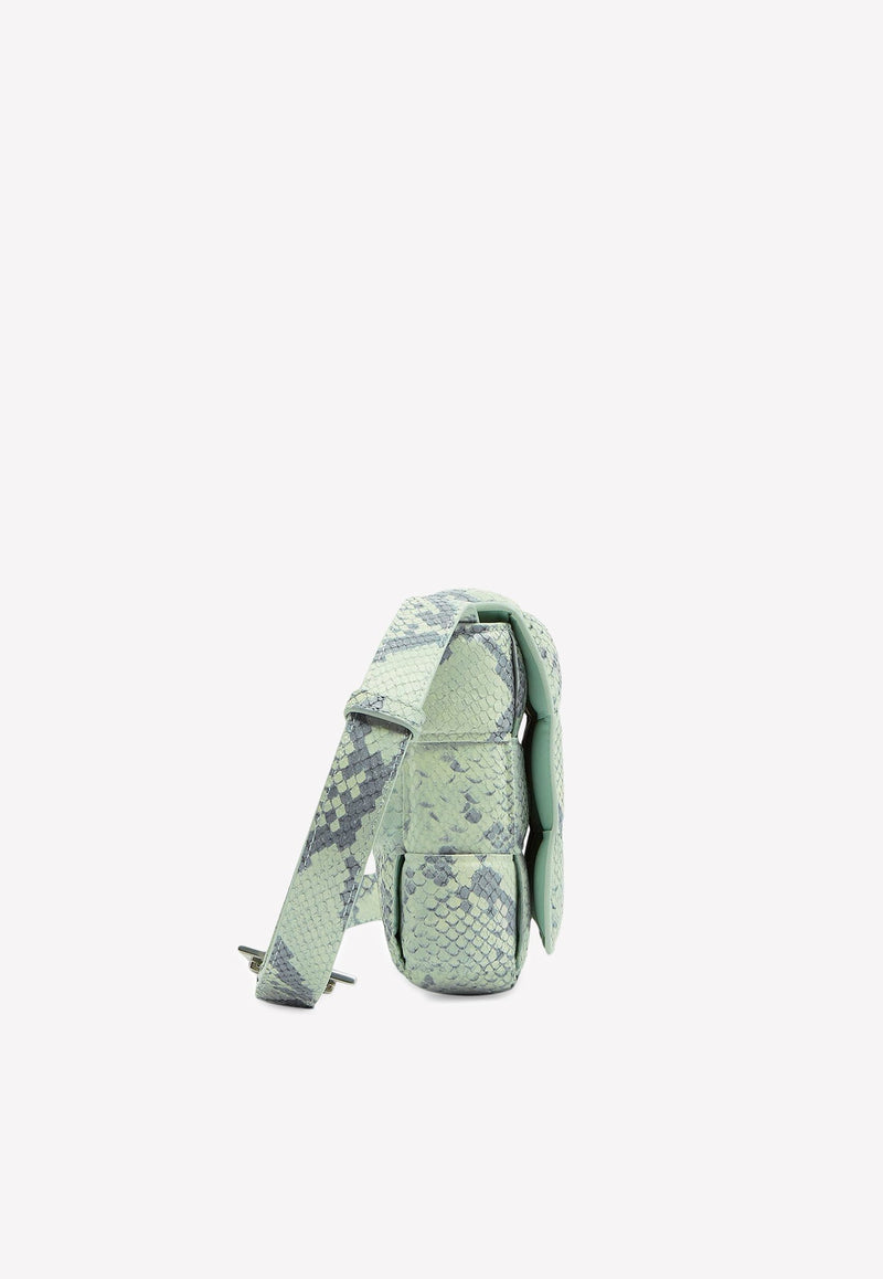 Padded Intrecciato Cassette Bag in Python Print Leather