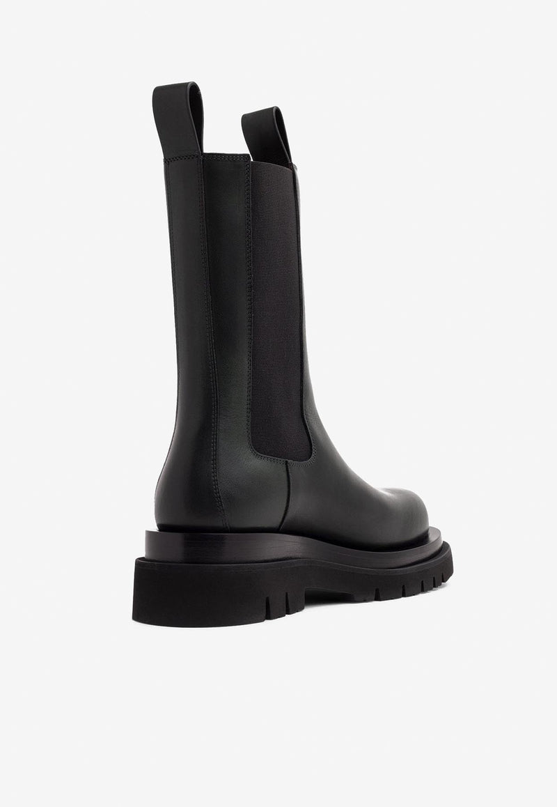 Calfskin Lug Boots with Elasticated Side Panels