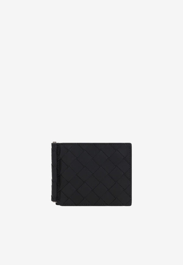 Bill Clip Wallet in Intrecciato Leather