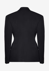 Slim Wool Blazer with Bow