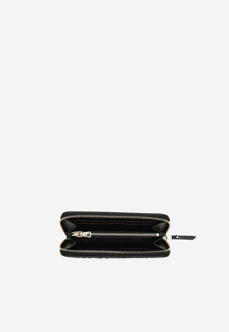 Logo Lettering Zip-Around Wallet in Quilted Leather