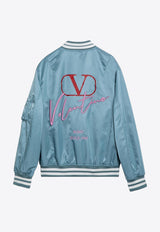 Signature VLogo Print Bomber Jacket