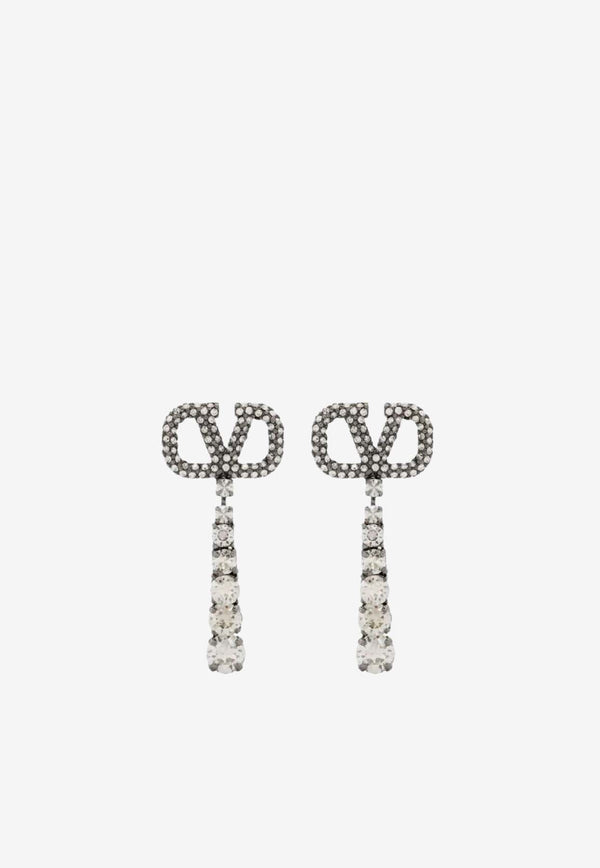 VLogo Crystal Drop Earrings