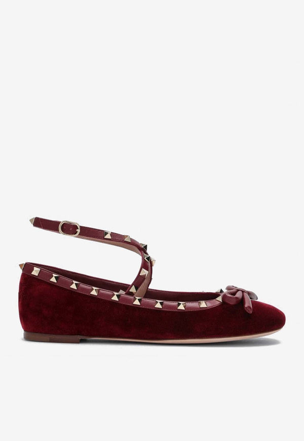 Rockstud Velvet Ballet Flats