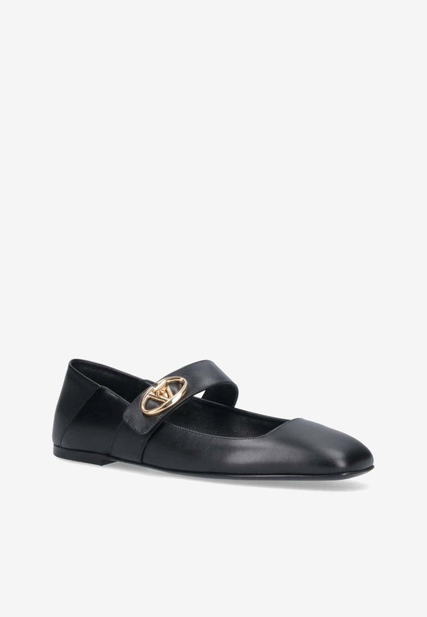 VLogo Locker Mary-Jane Leather Ballet Flats