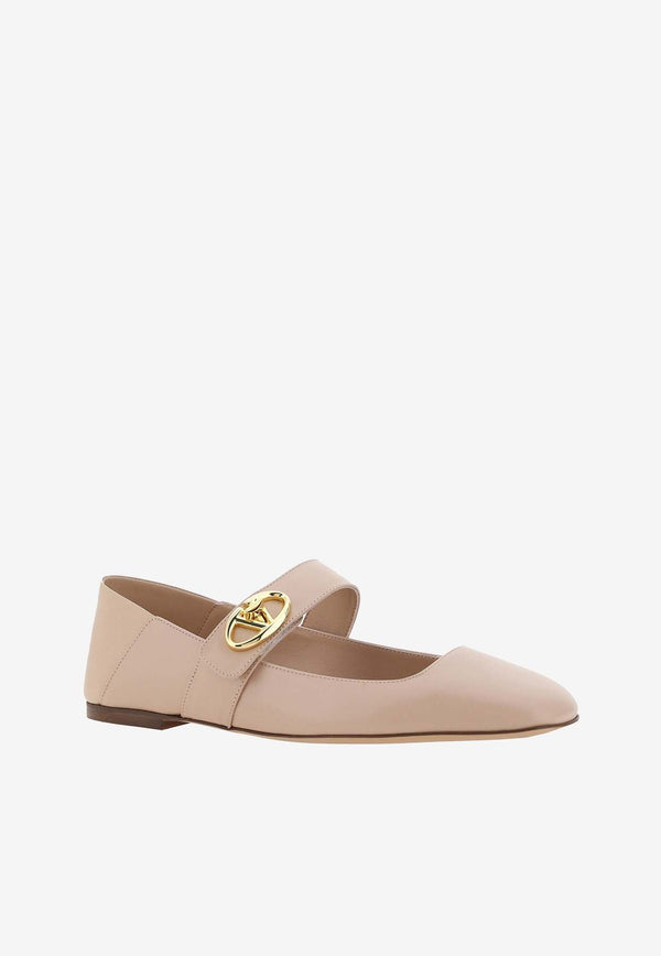 VLogo Locker Mary-Jane Leather Ballet Flats