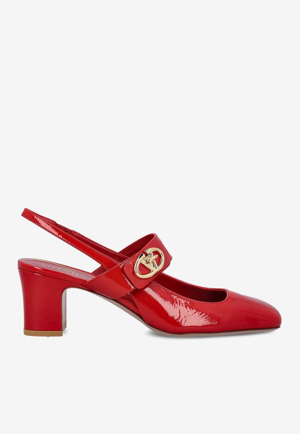 VLogo Locker 60 Mary-Jane Slingback Pumps in Patent Leather