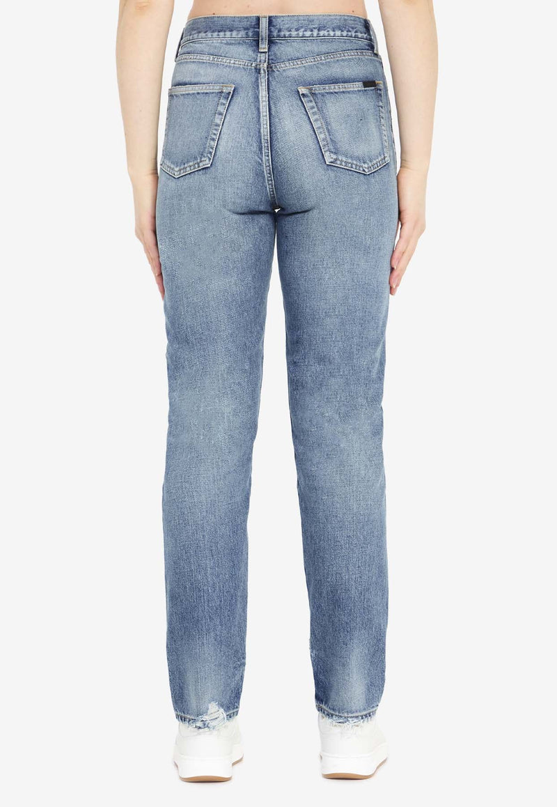 Washed-Effect Slim Jeans