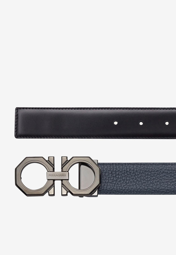 Reversible Gancini Leather Belt