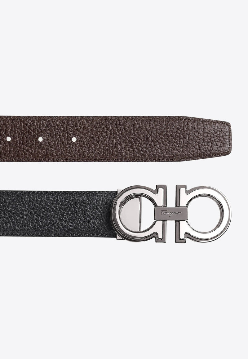 Reversible Embossed Gancini Leather Belt