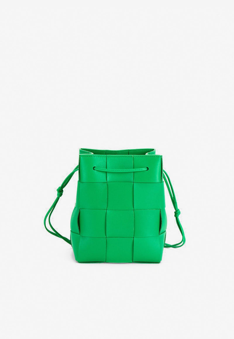 Small Cassette Bucket Bag in Intreccio Leather