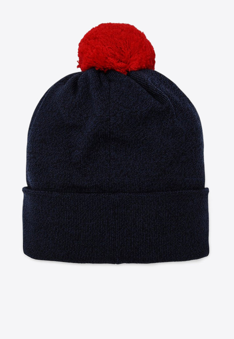 Boys Logo Patch Pom Pom Wool Beanie