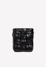 Small Cassette Bucket Bag in Plisse Intreccio Leather