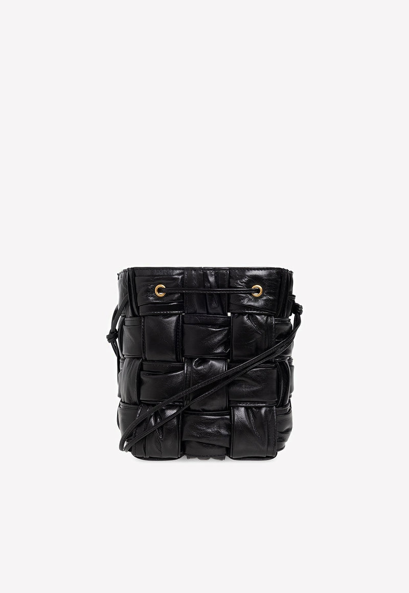 Small Cassette Bucket Bag in Plisse Intreccio Leather