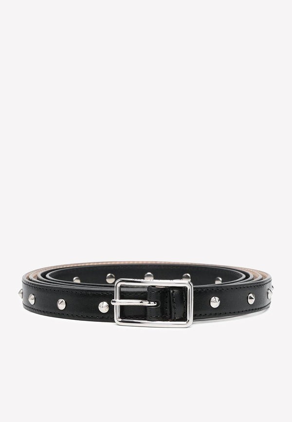 Long Double Studded Leather Belt