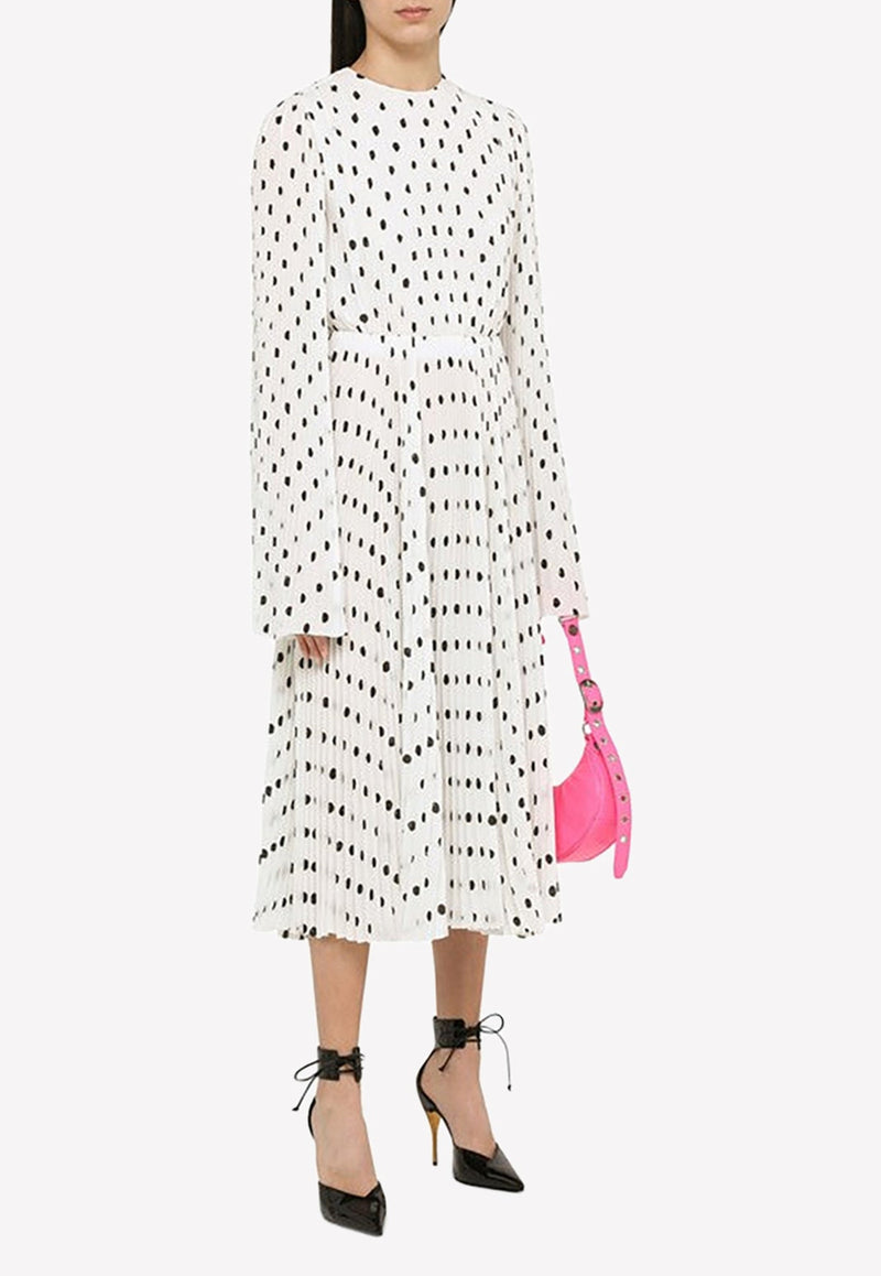 Polka Dot Pleated Midi Dress