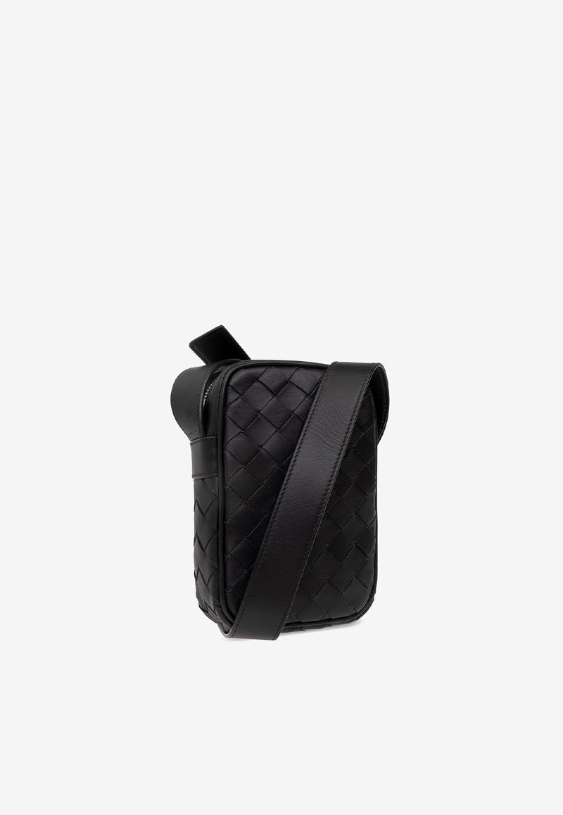 Intrecciato Leather Phone Pouch