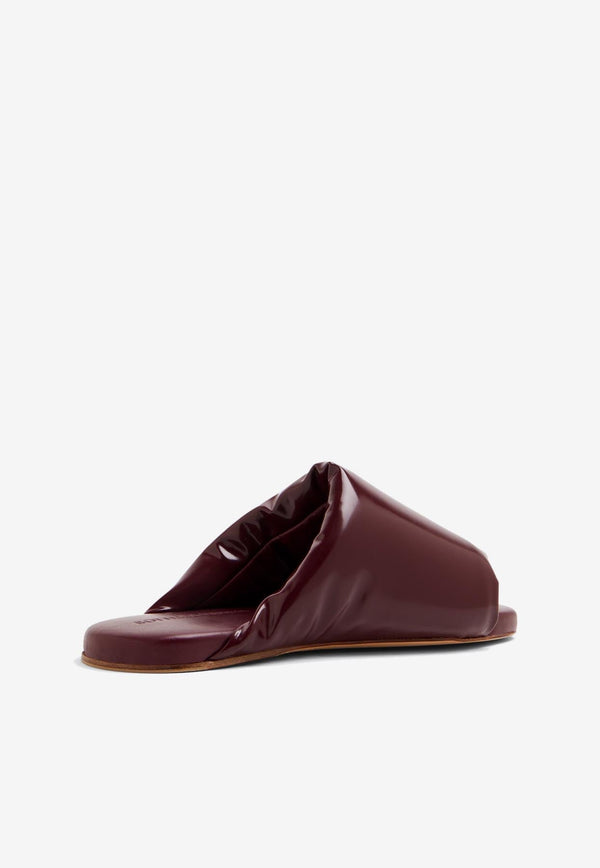 Puffy Leather Cushion Flat Mules