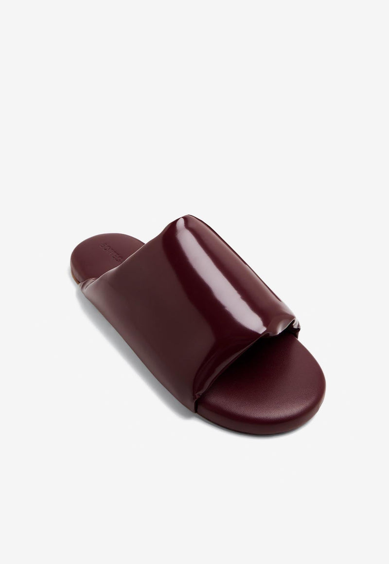 Puffy Leather Cushion Flat Mules