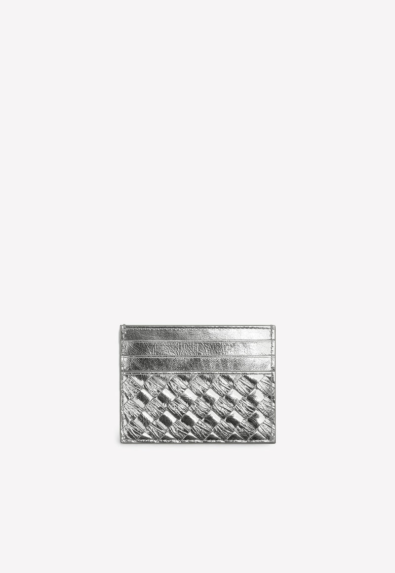 Intrecciato Cardholder in Metallic Leather