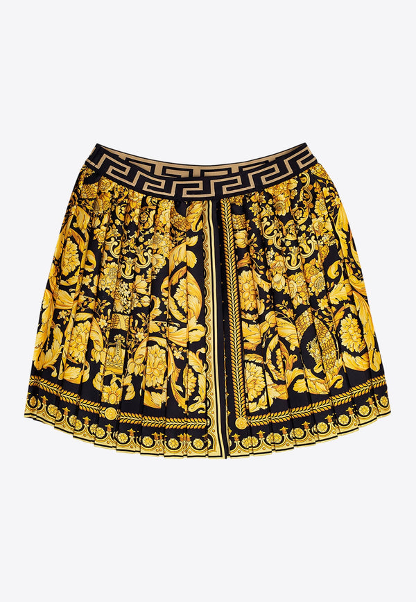 Girls Barocco Print Pleated Skirt