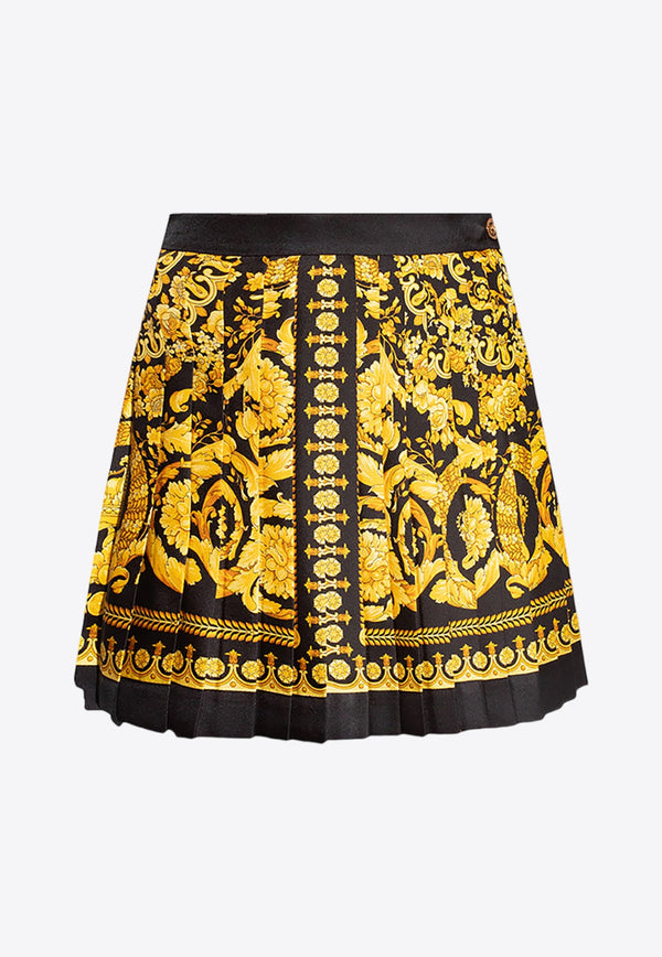 Barocco Pleated Silk Mini Skirt