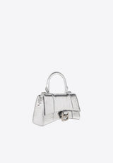 Hourglass XS Top Handle Bag in Croc Embossed Metallic Leather