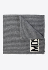 Logo Intarsia Rib Knit Scarf