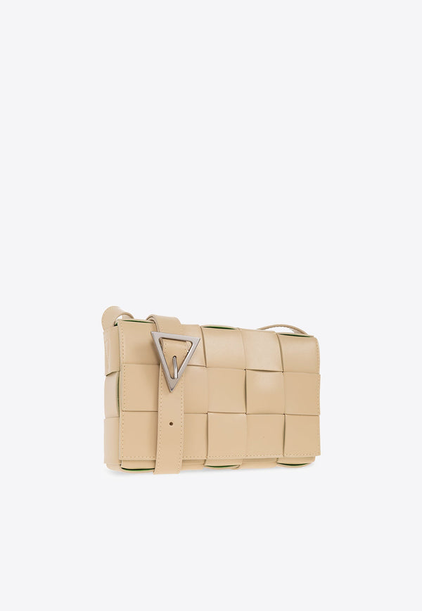Cassette Shoulder Bag in Intreccio Leather