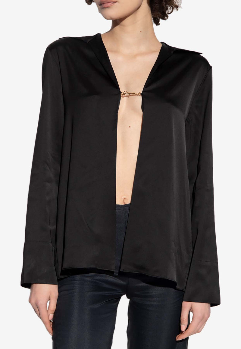 The Notte Logo-Charm Satin Shirt