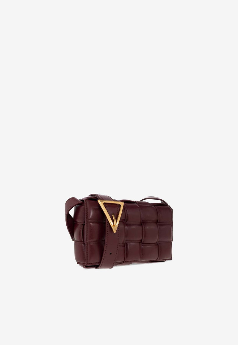 Small Padded Cassette Crossbody Bag in Intrecciato Leather